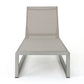 Outdoor Chaise Lounge Set of 2 with Adjustable Aluminum Frame and Textilene Mesh Seating in Grey FredCo