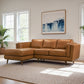Chase Genuine Leather Sectional Left Facing Sofa Tan Leather 90.90 inches FredCo