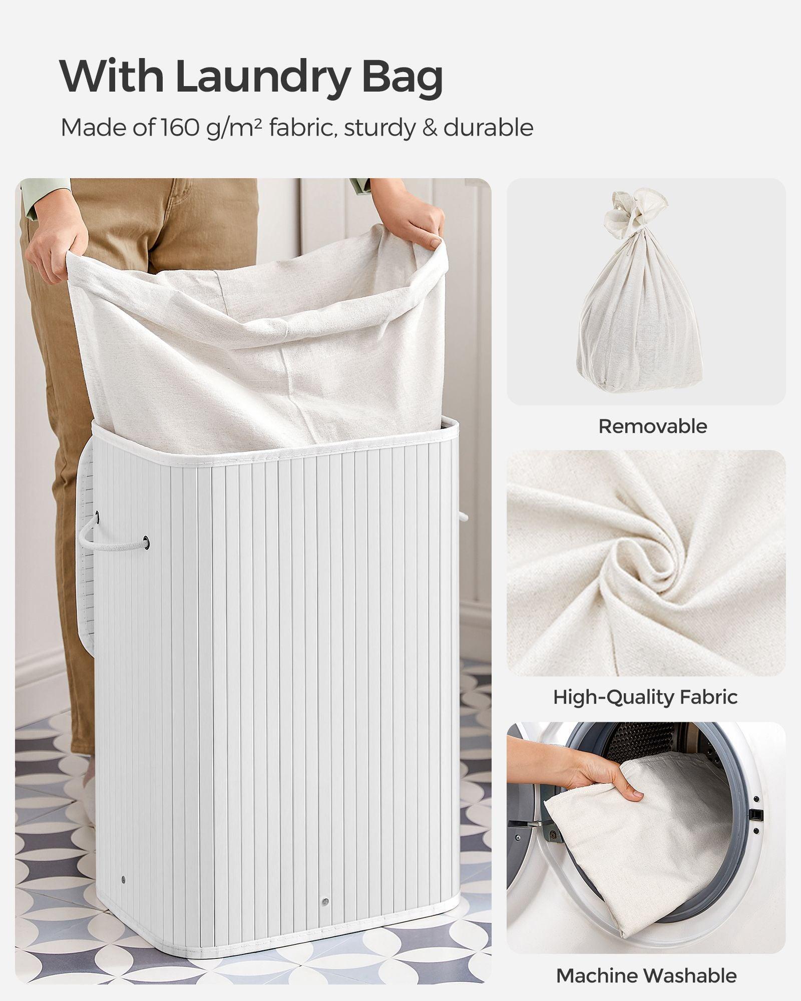 19-Gallon Laundry Hamper with Lid and Handles Cloud White FredCo