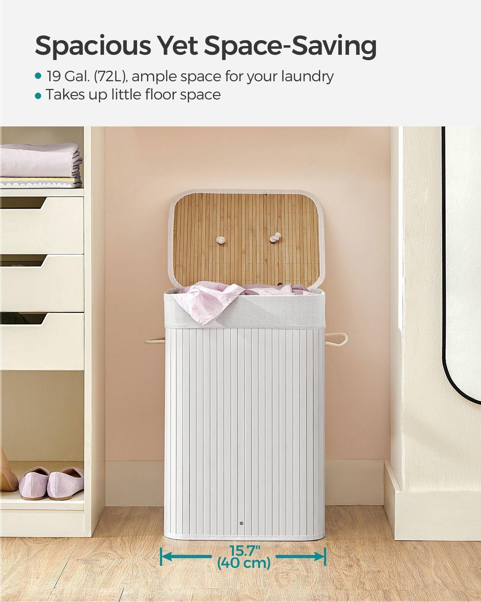 19-Gallon Laundry Hamper with Lid and Handles Cloud White FredCo