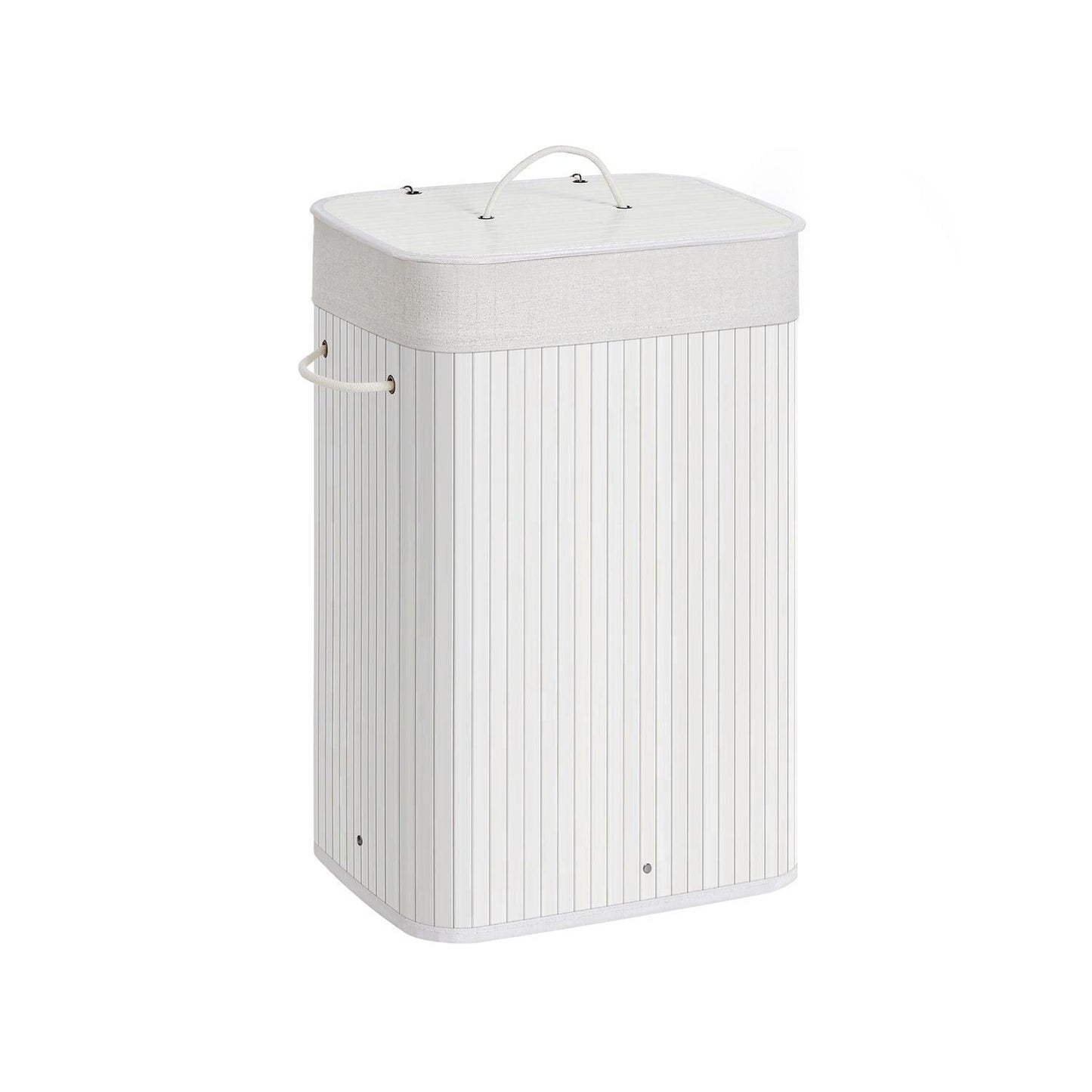 19-Gallon Laundry Hamper with Lid and Handles Cloud White FredCo