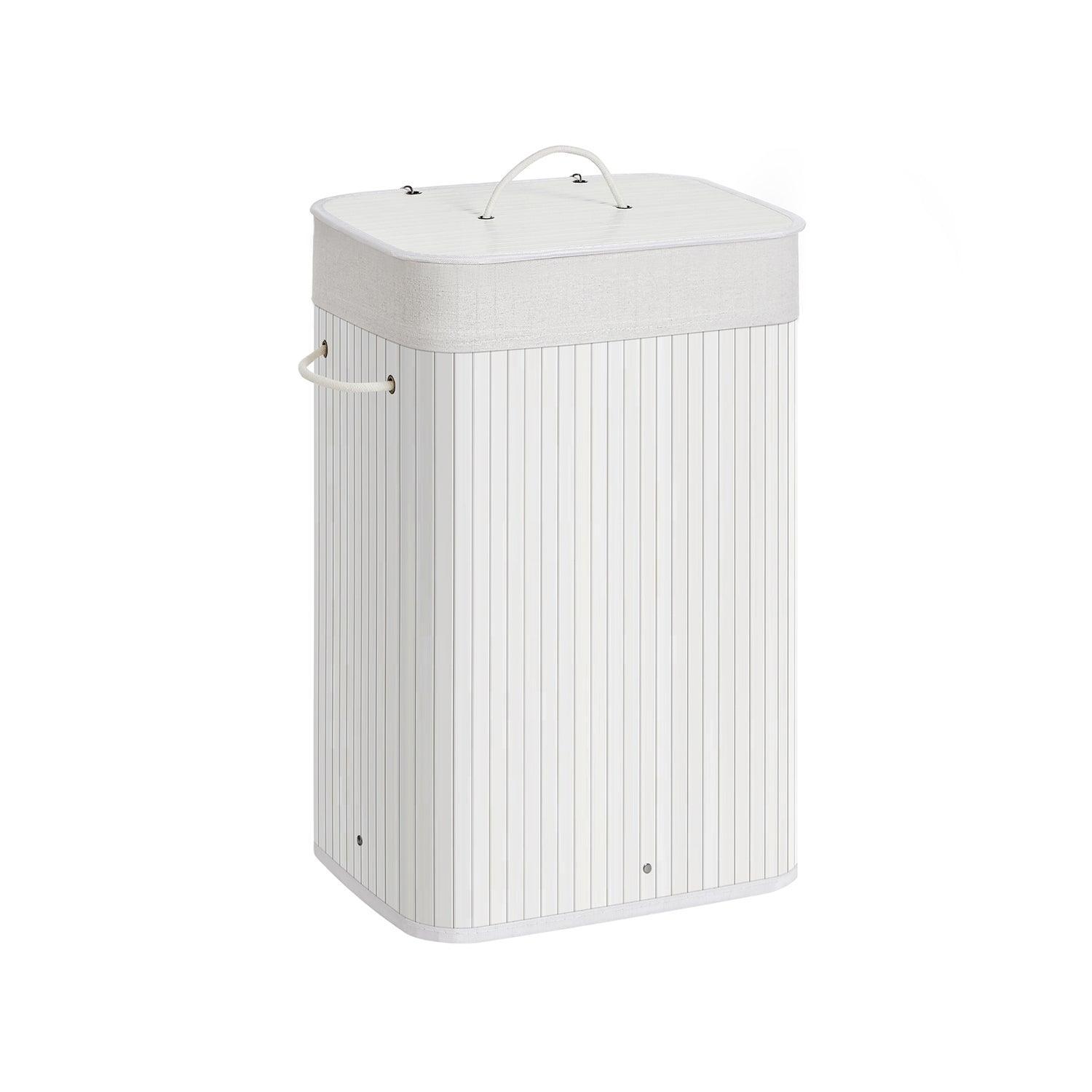 19-Gallon Laundry Hamper with Lid and Handles Cloud White FredCo