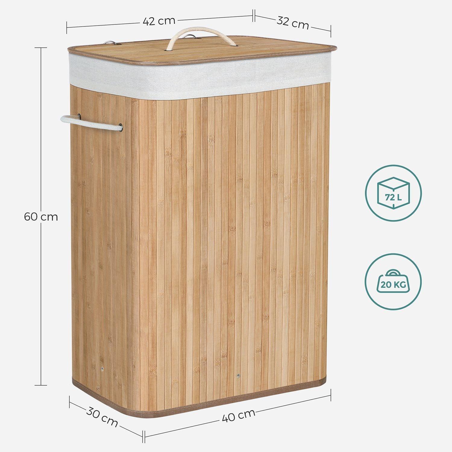 19-Gallon Laundry Hamper with Lid and Handles Natural Beige FredCo