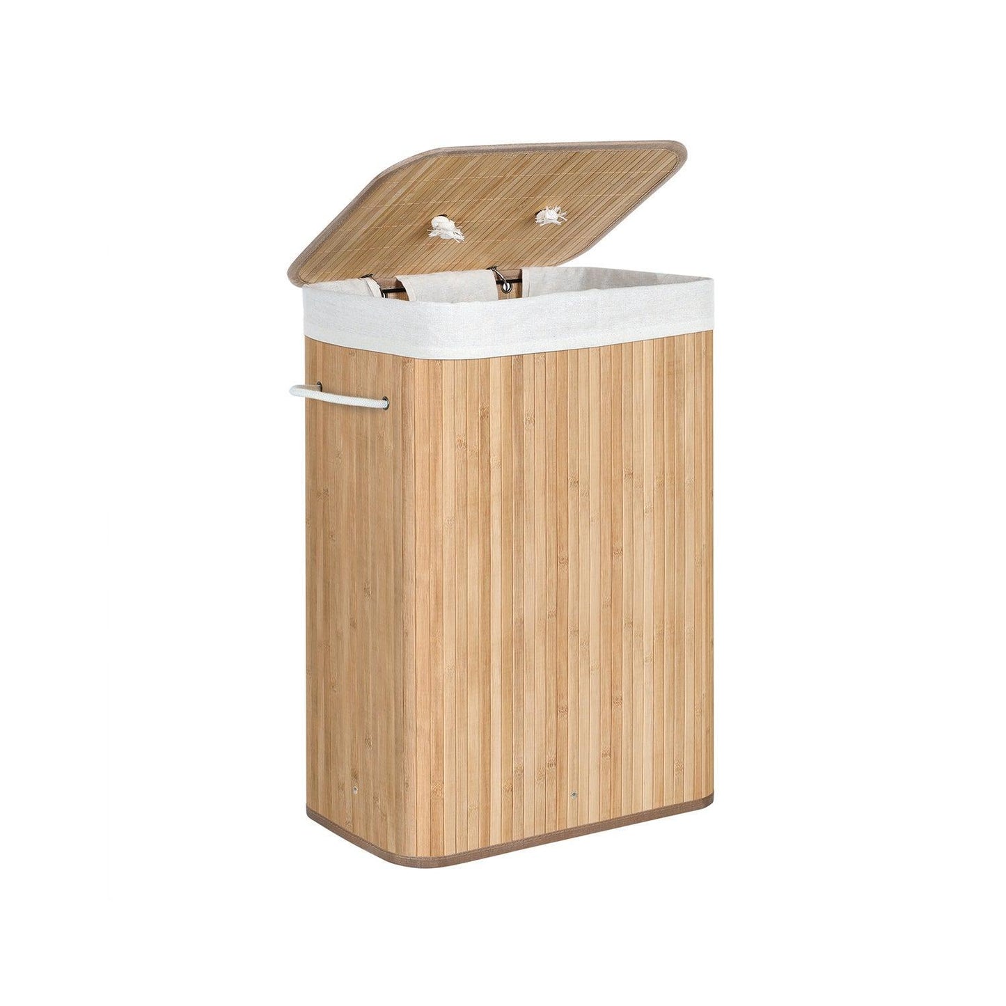 19-Gallon Laundry Hamper with Lid and Handles Natural Beige FredCo