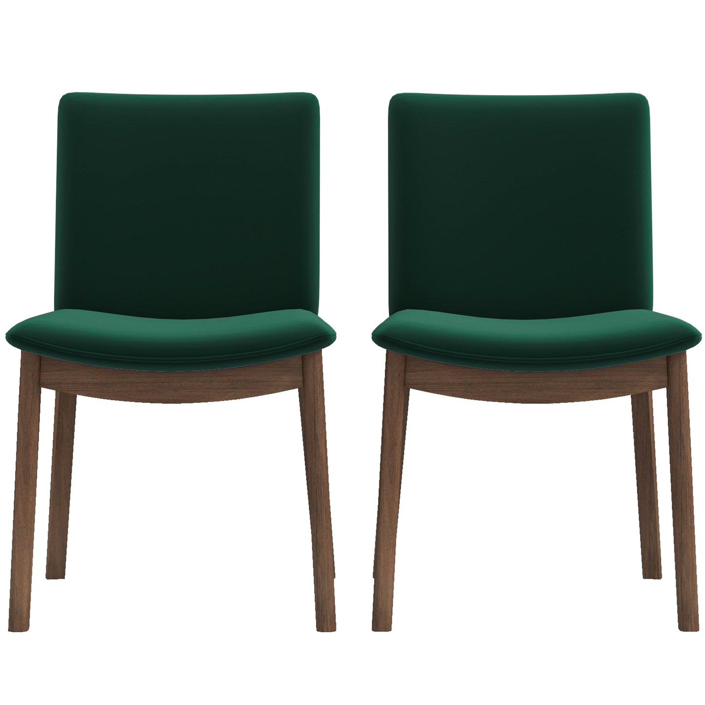 Laura Mid-Century Modern Solid Wood Dining Chair Set of 2 Green Velvet 20 x 20 x 32 inches FredCo