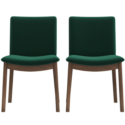 Laura Mid-Century Modern Solid Wood Dining Chair Set of 2 Green Velvet 20 x 20 x 32 inches FredCo