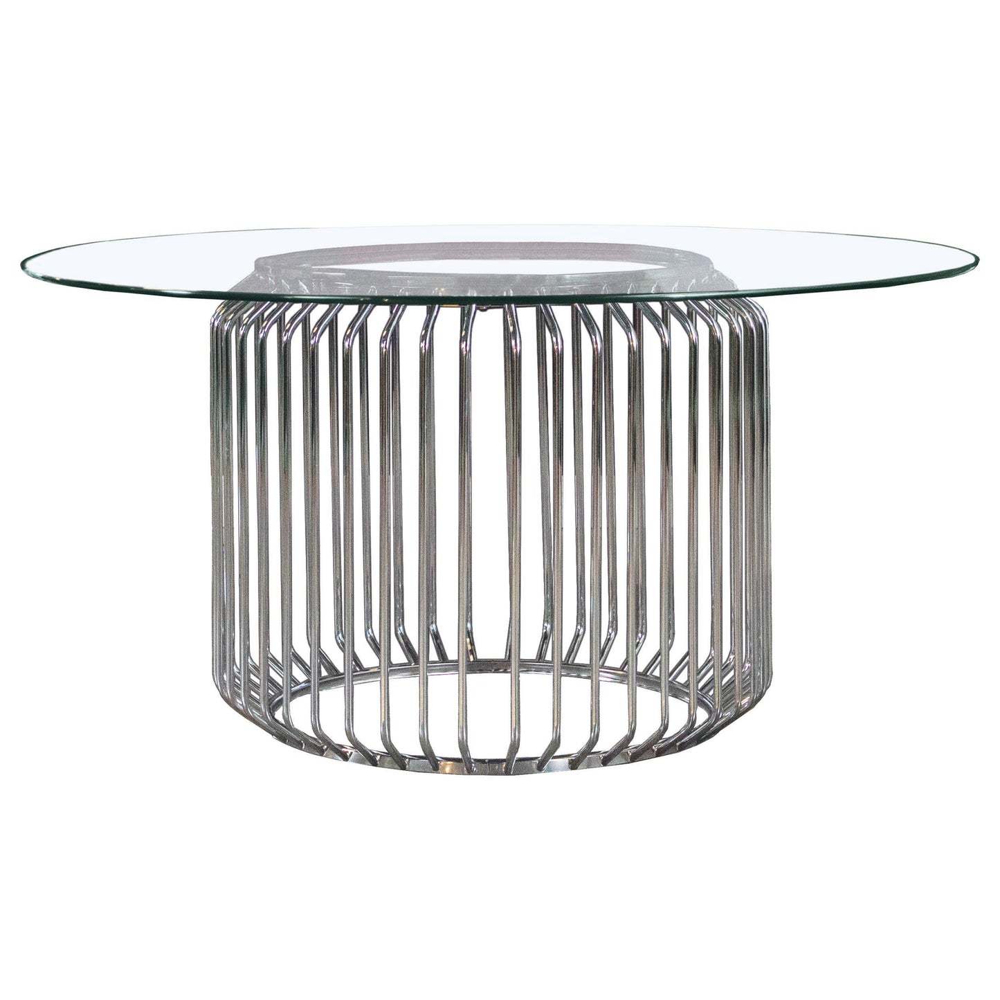 Veena 5-piece Round Glass Top Dining Table Set Chrome