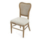 Classic Retro Dining Chair Set of 2 with Rattan Backrest, Dark Brown Rubberwood Frame, Beige Fabric Cushion FredCo