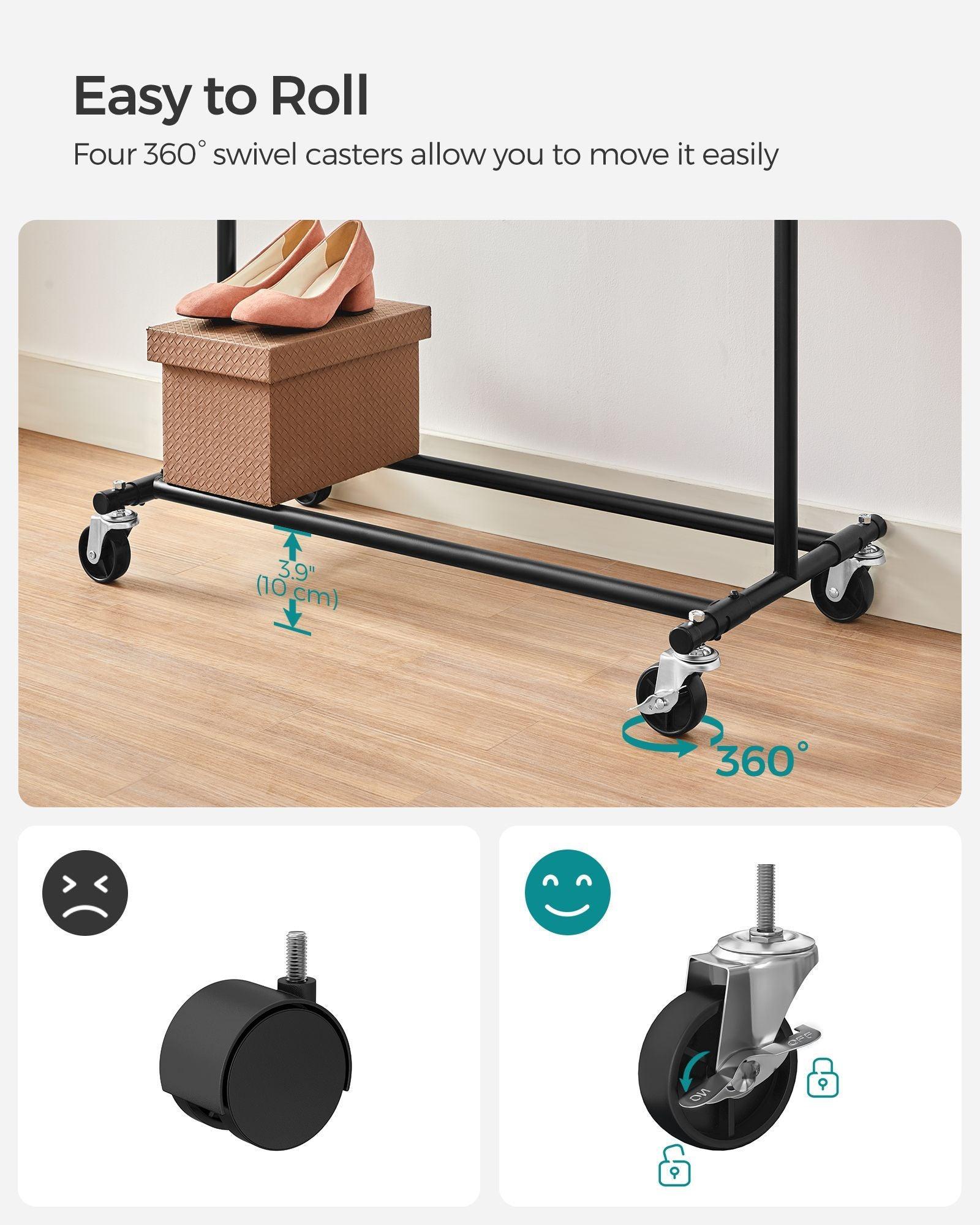 198 lb Clothes Rack with Wheels Black FredCo