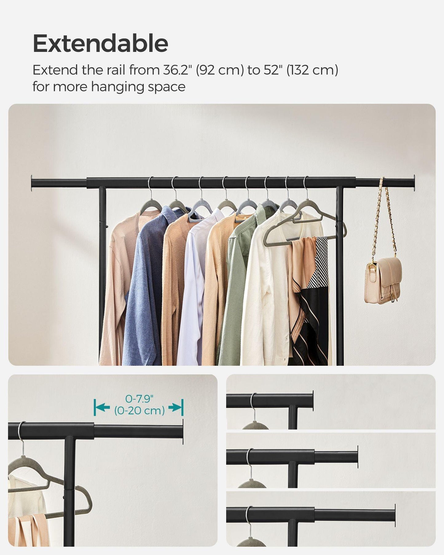 198 lb Clothes Rack with Wheels Black FredCo
