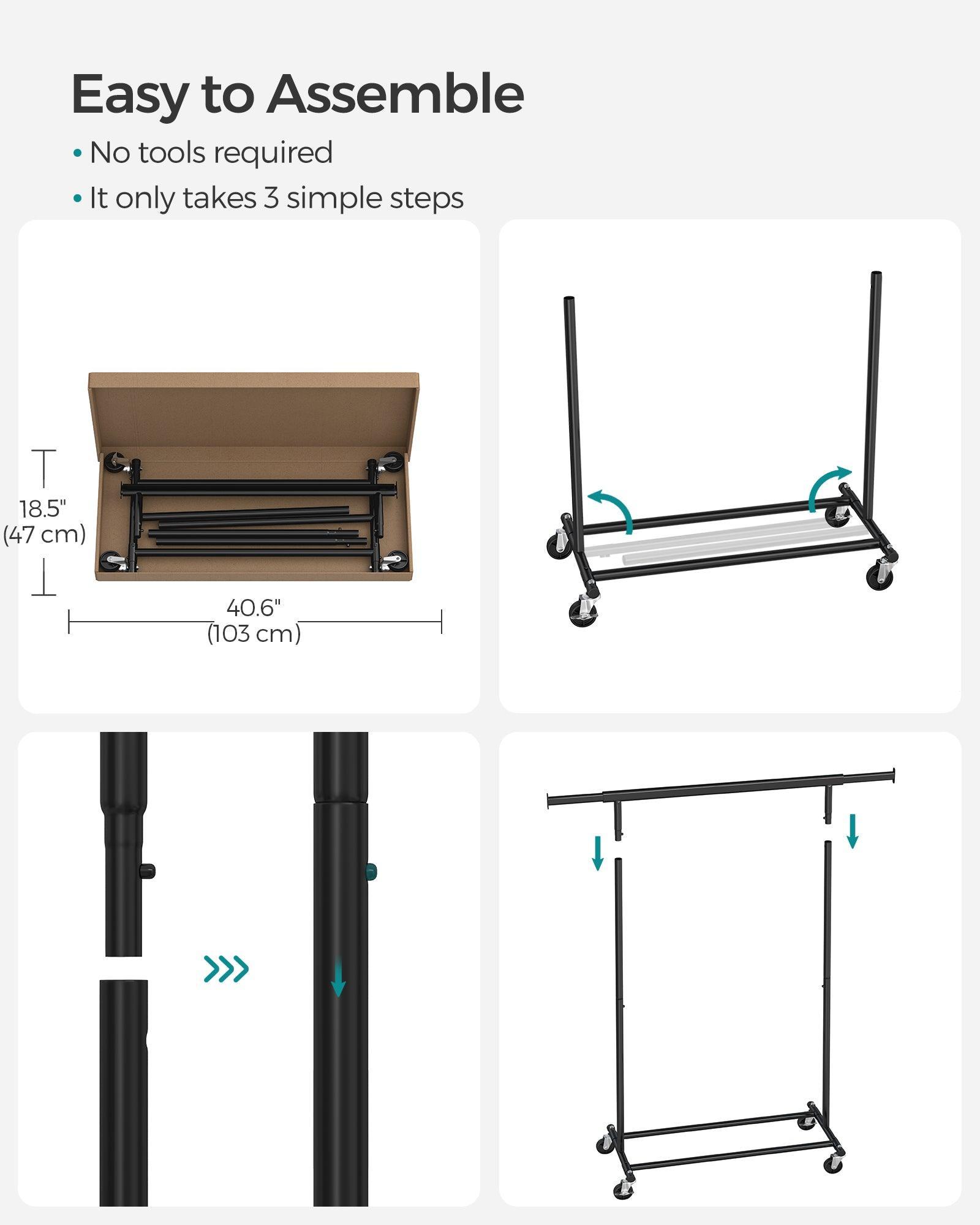 198 lb Clothes Rack with Wheels Black FredCo