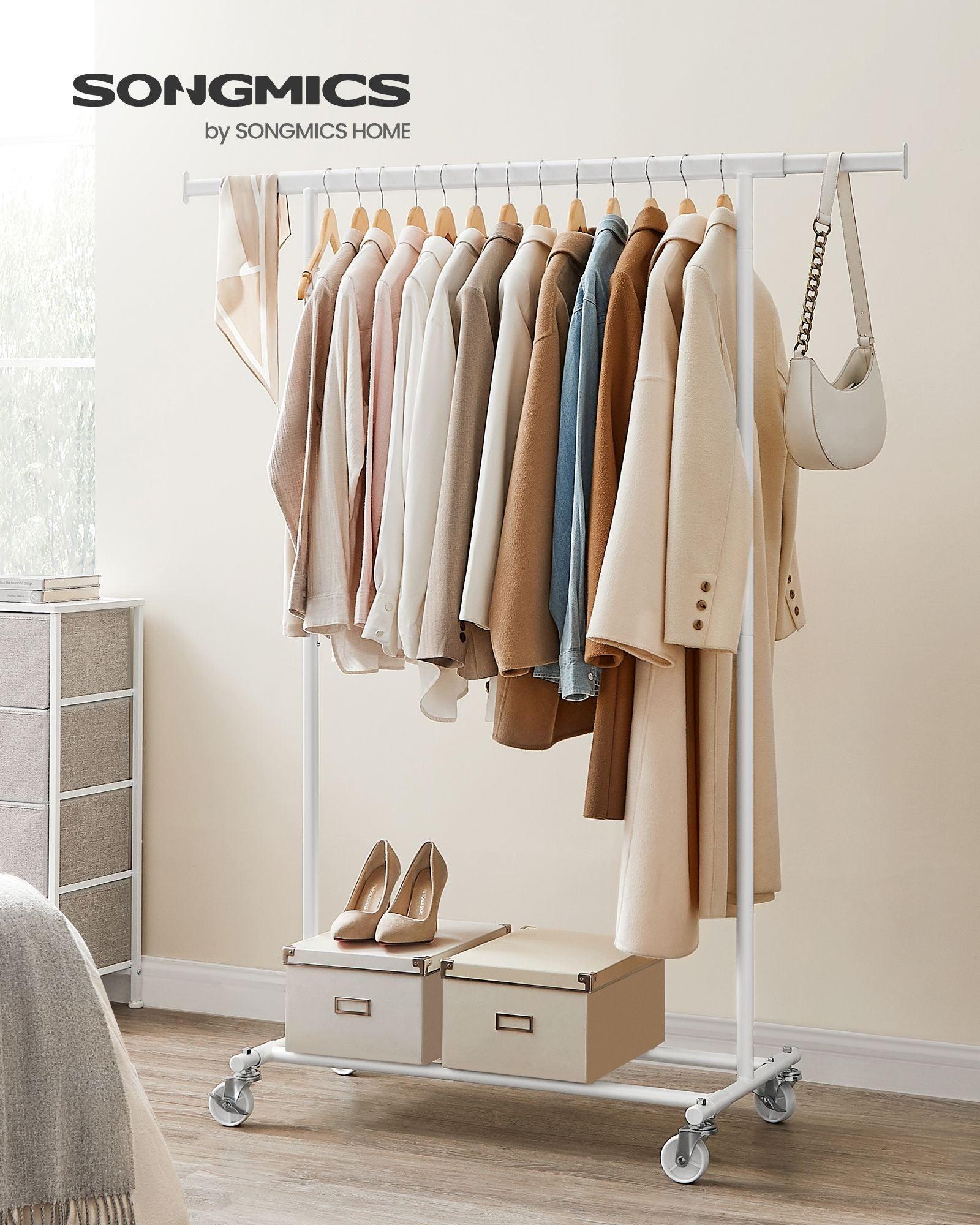 198 lb Clothes Rack with Wheels Classic White FredCo