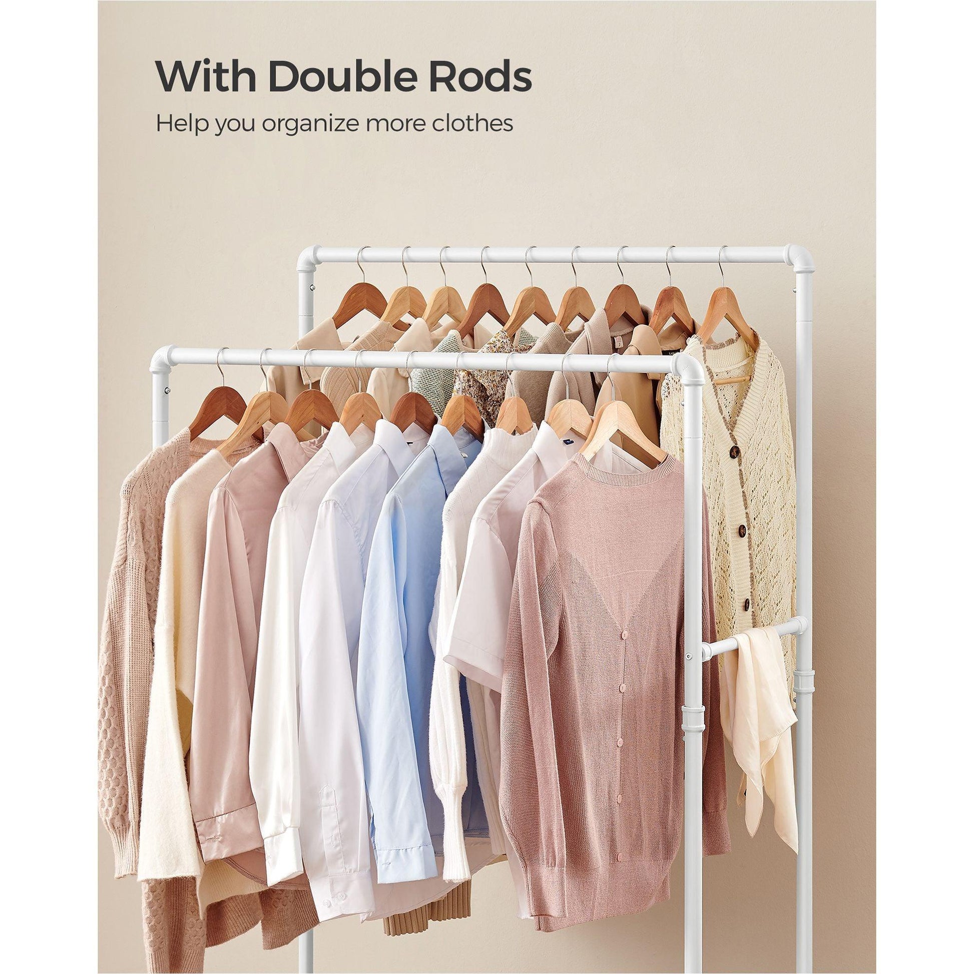 198 lb Load Double-Rod Clothes Rack FredCo