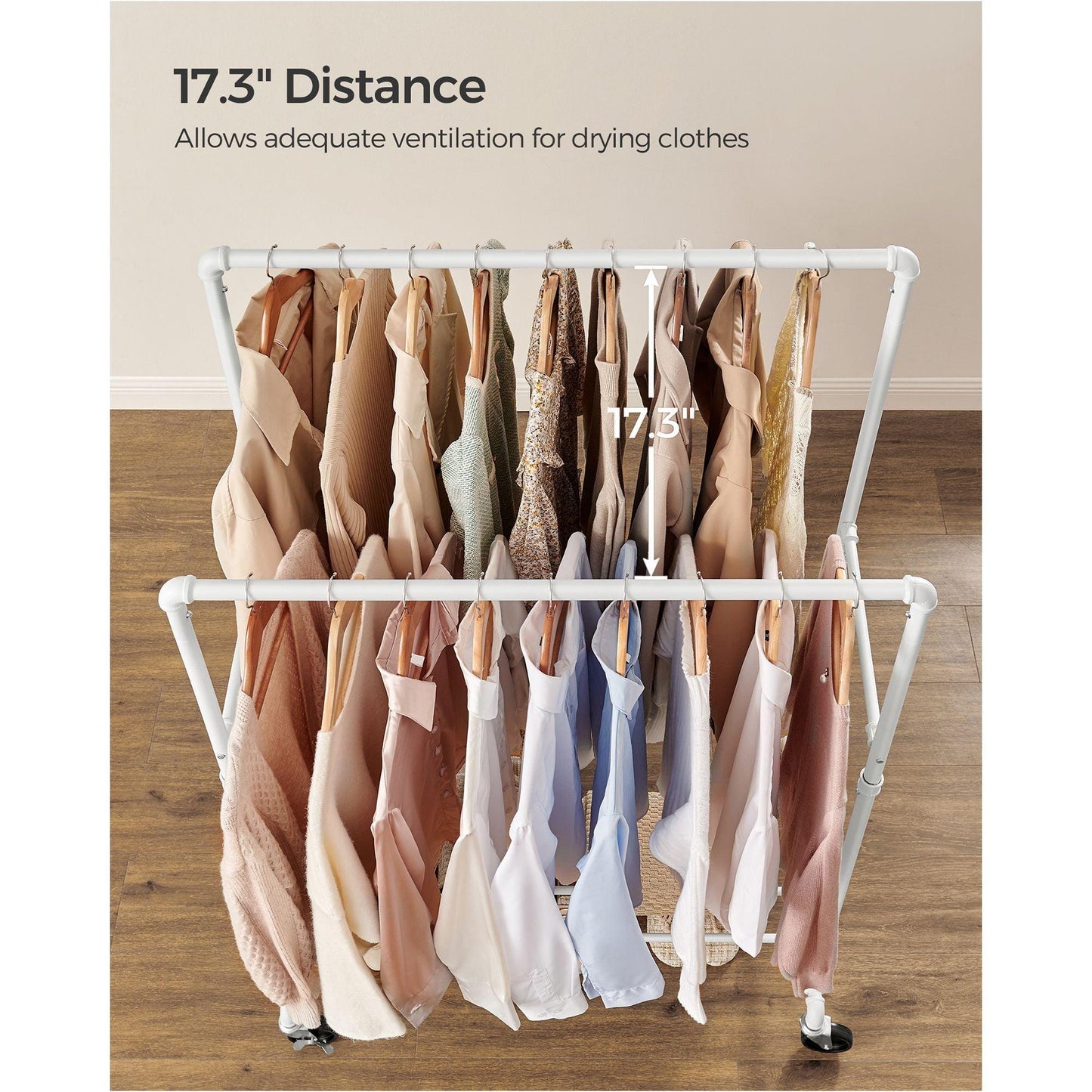 198 lb Load Double-Rod Clothes Rack FredCo