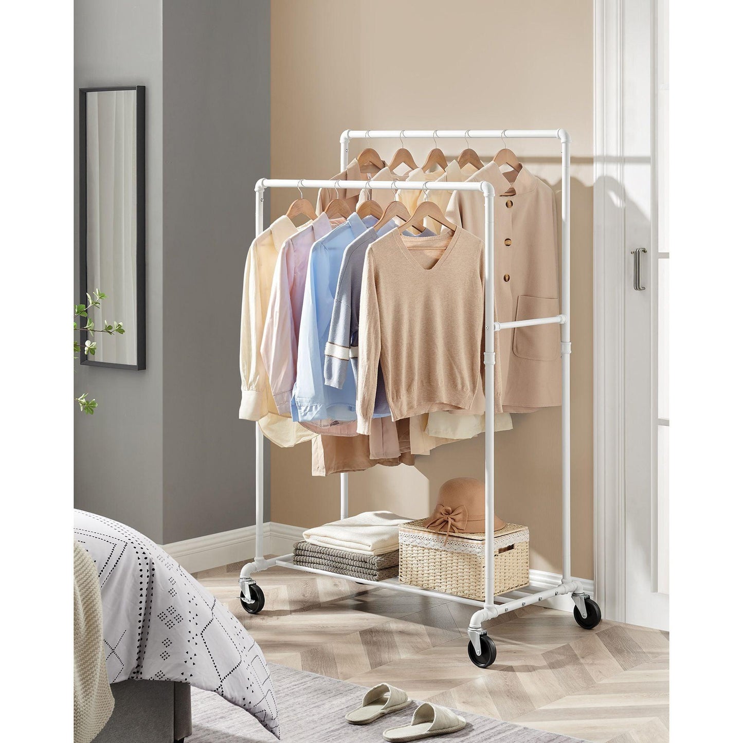 198 lb Load Double-Rod Clothes Rack FredCo