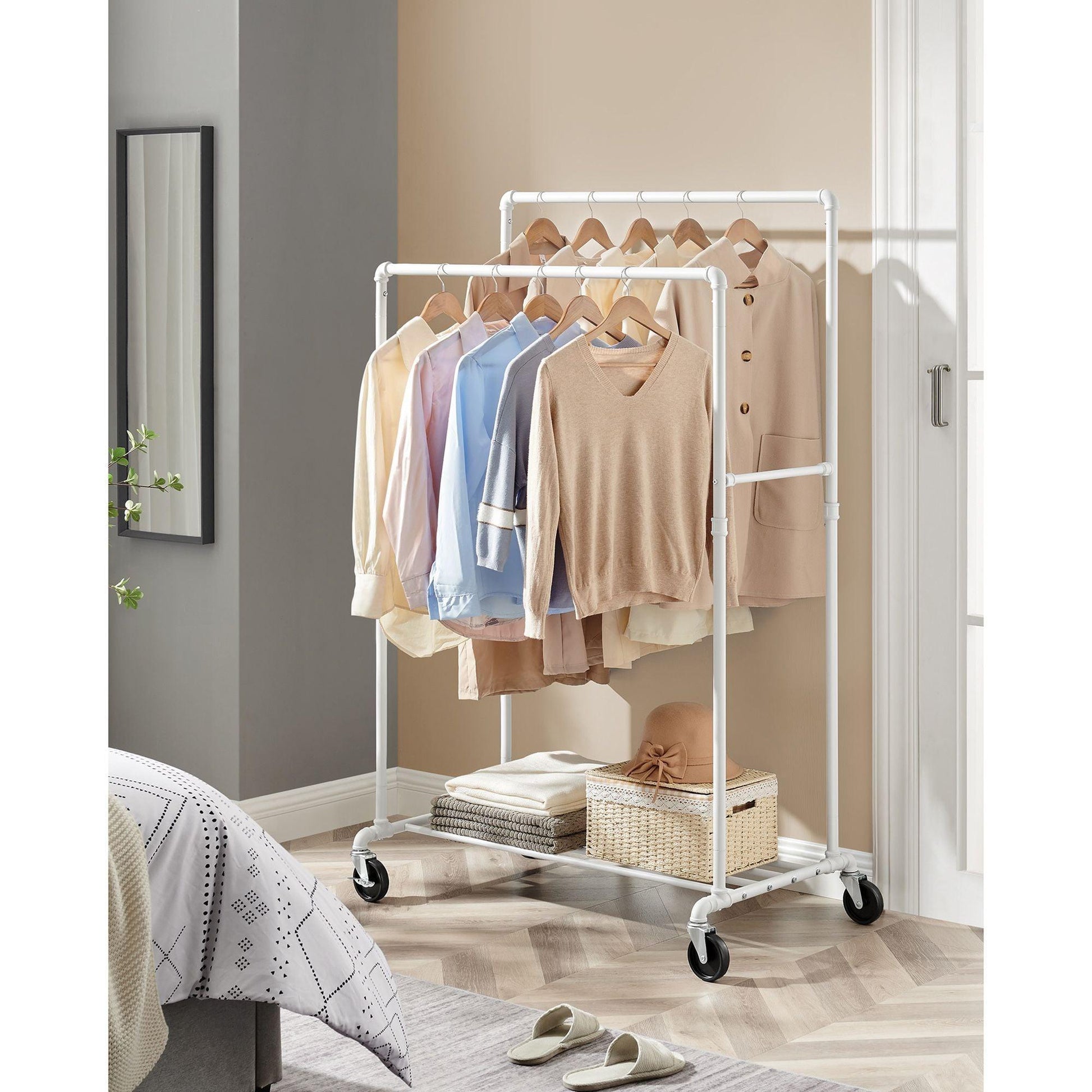 198 lb Load Double-Rod Clothes Rack FredCo