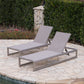 Outdoor Chaise Lounge Set of 2 with Adjustable Aluminum Frame and Textilene Mesh Seating in Grey FredCo