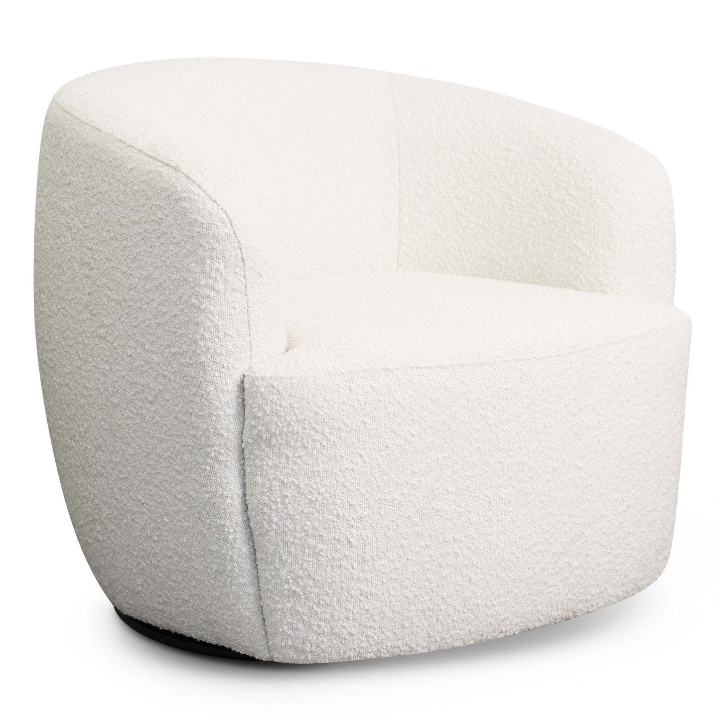 Mina Modern Boucle Swivel Chair with Sturdy Frame in White FredCo