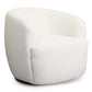 Mina Modern Boucle Swivel Chair with Sturdy Frame in White FredCo