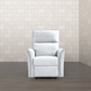 Modern white recliner armchair on wood floor, FredCo International furniture