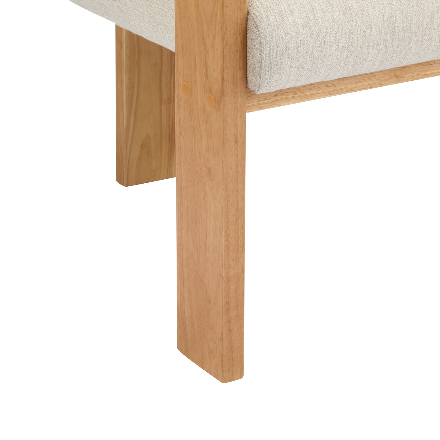 2-Pack Dining Chairs with Pillow Back, Beige Fabric, Natural Color Solid Wood Frame FredCo
