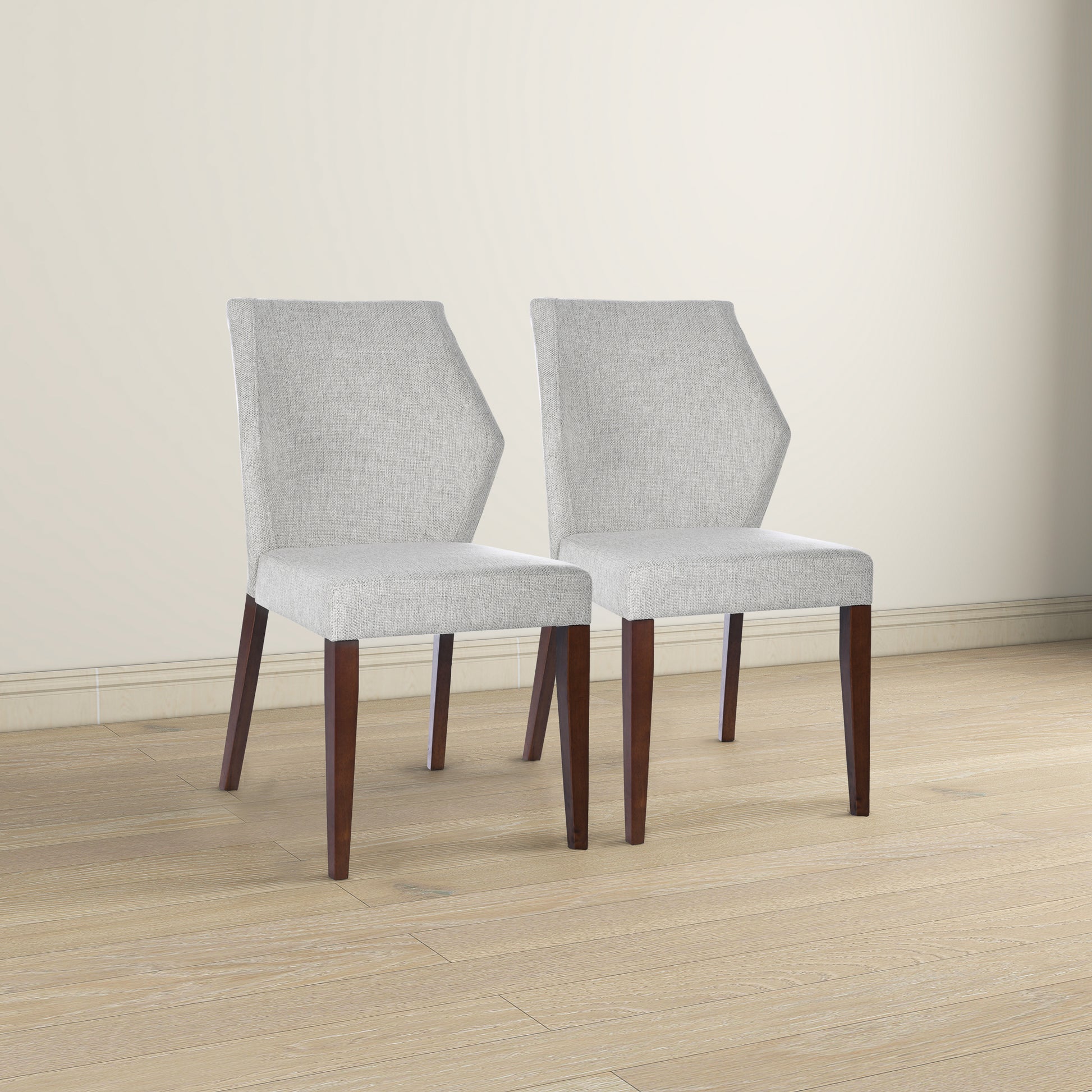 Luca Light Grey Fabric Dining Chair Set Of 2 - Comfortable Seating with Solid Wood Frame FredCo