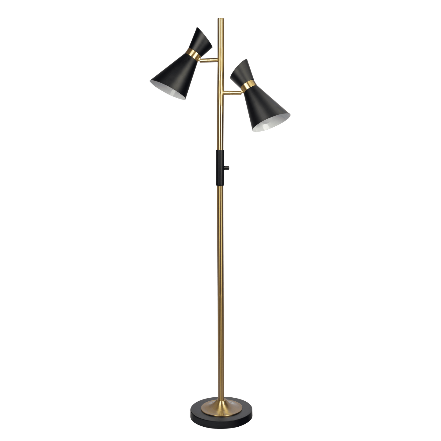 Axis Brassed Gold Floor Lamp with 4-Way Switch Double Spots with Metal Base FredCo