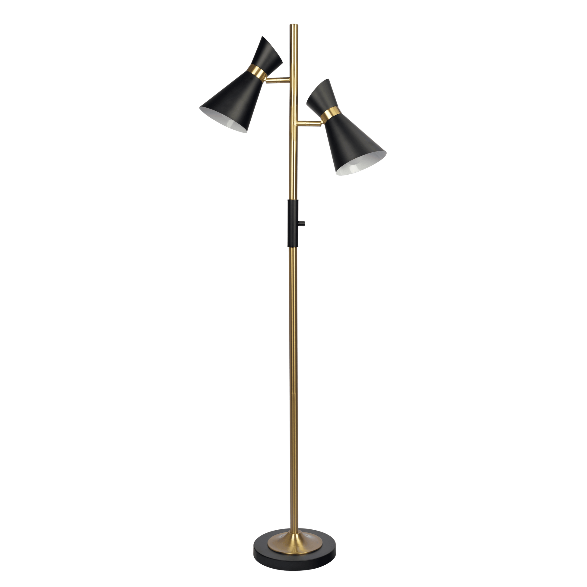 Axis Brassed Gold Floor Lamp with 4-Way Switch Double Spots with Metal Base FredCo