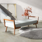 Modern Cora Mid Century Modern Gray Bench for Entryway, Living Room, Hallway,with Tufted Velvet Upholstery and Natural Walnut Wood Finish FredCo