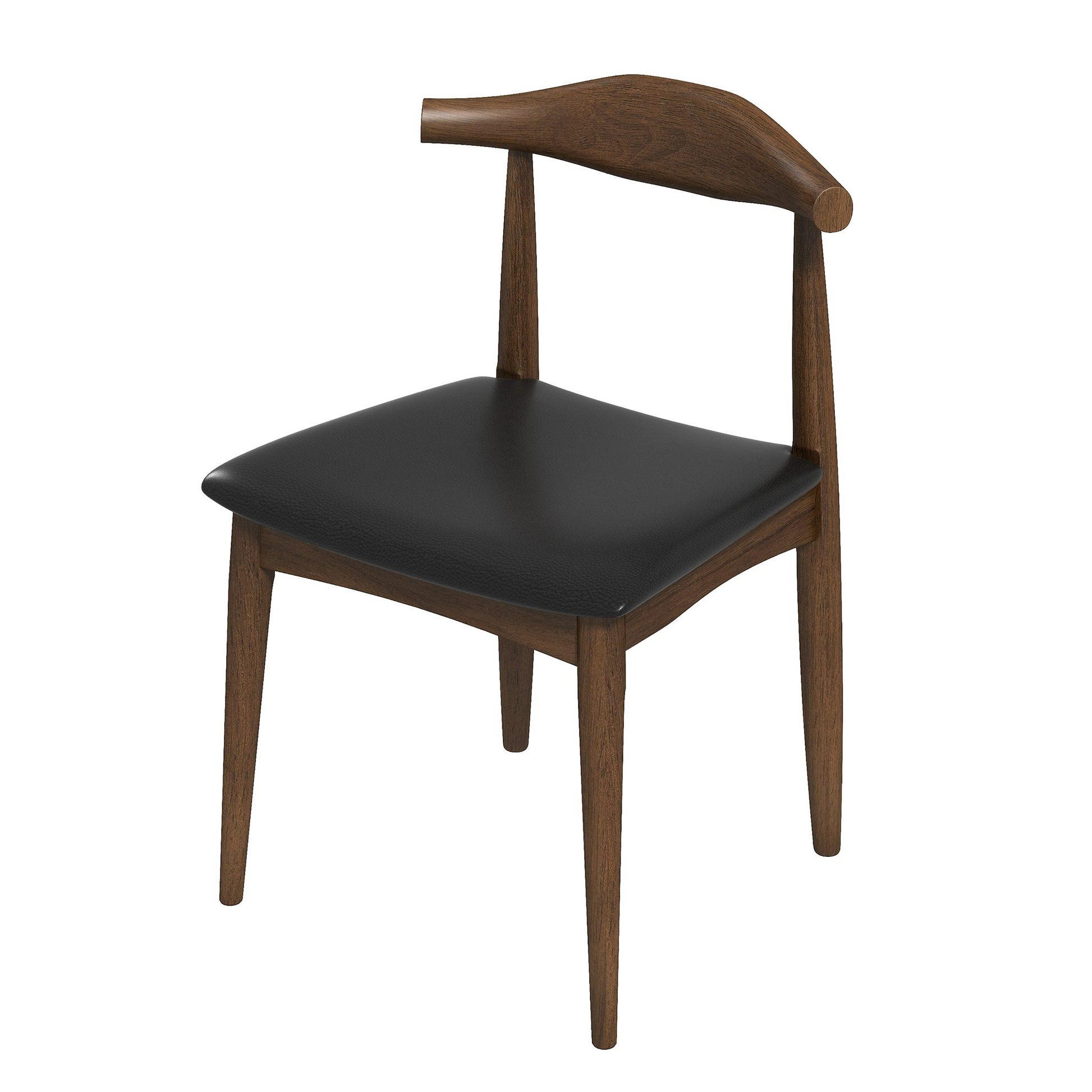 Mid-century modern wooden dining chair with black leather seat from FredCo International