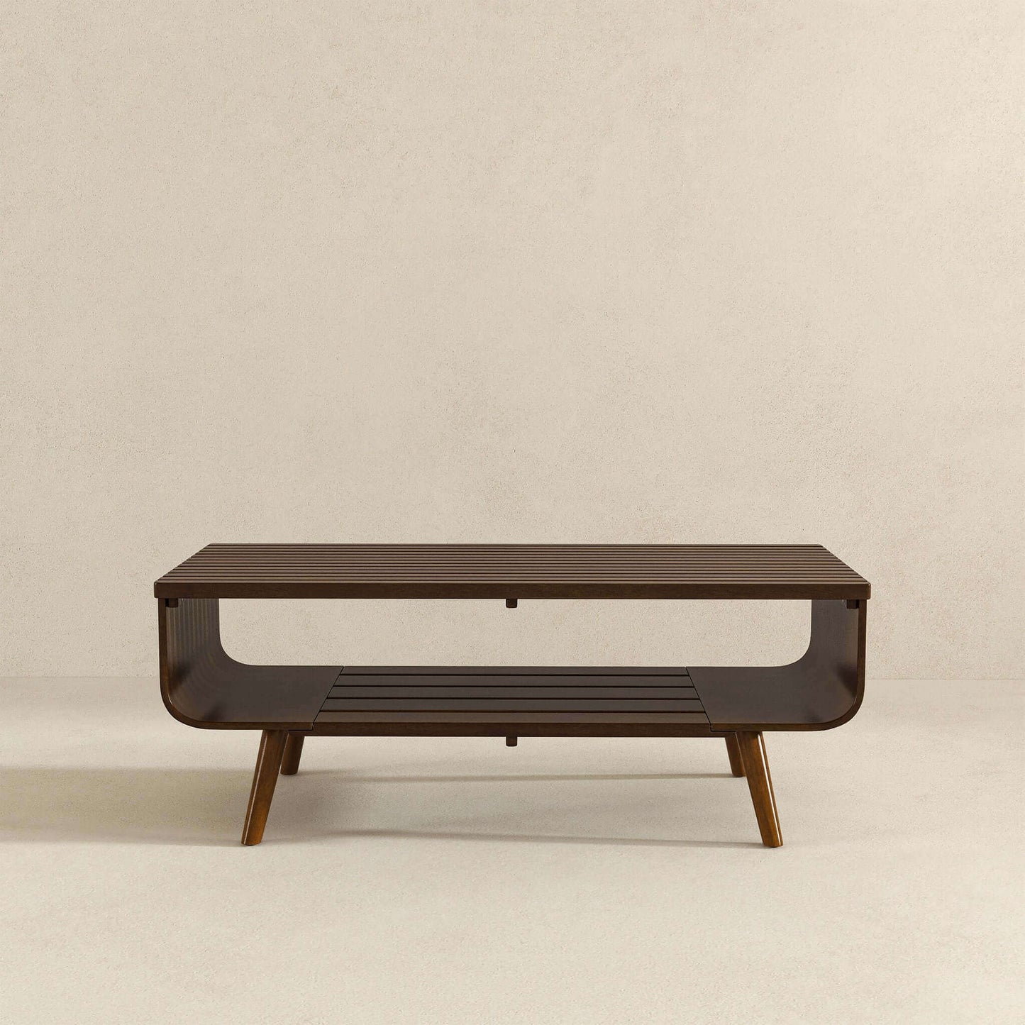 Modern wooden coffee table with shelf, FredCo International home furniture