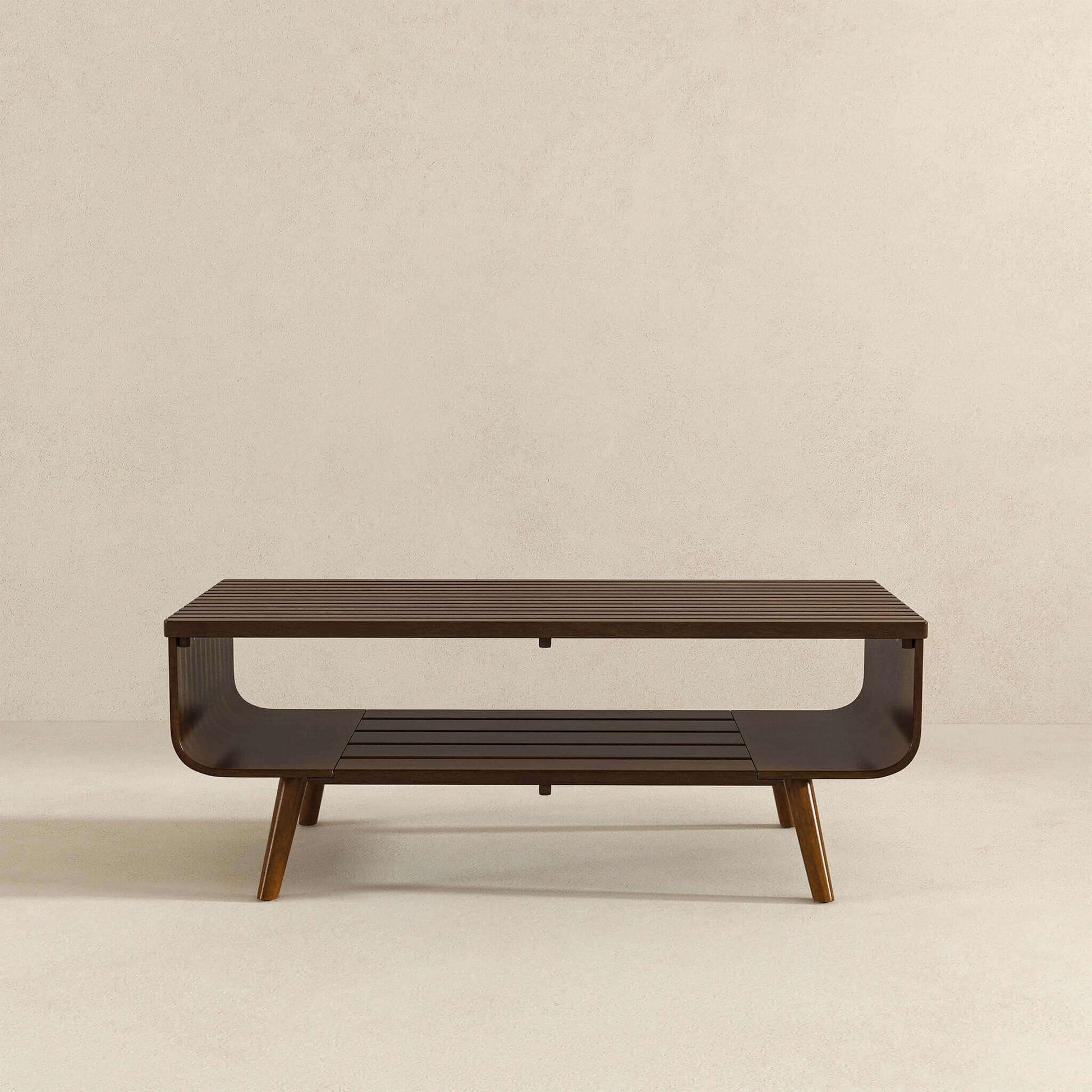 Modern wooden coffee table with shelf, FredCo International home furniture