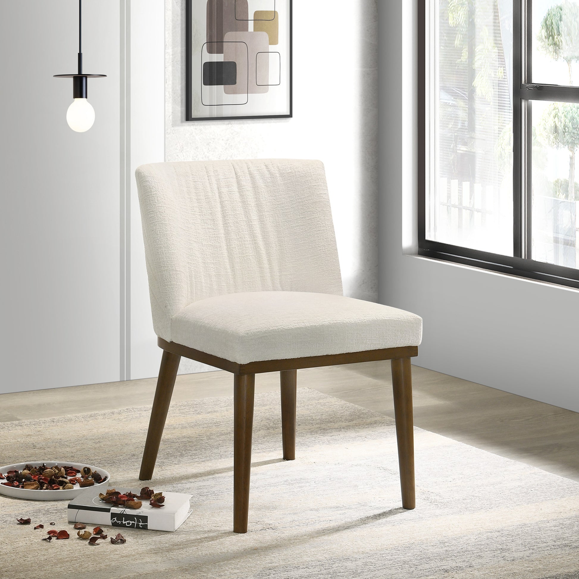 Daley White Fabric Dining Chair (Set Of 2) FredCo