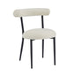 Dining Chair Set of 2, Modern Dining Room Chairs, Black Metal Frame, White Fabric FredCo