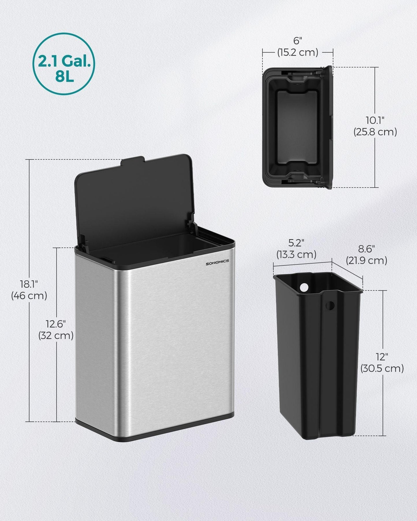 2.1-Gallon Hanging Trash Can with Lid FredCo