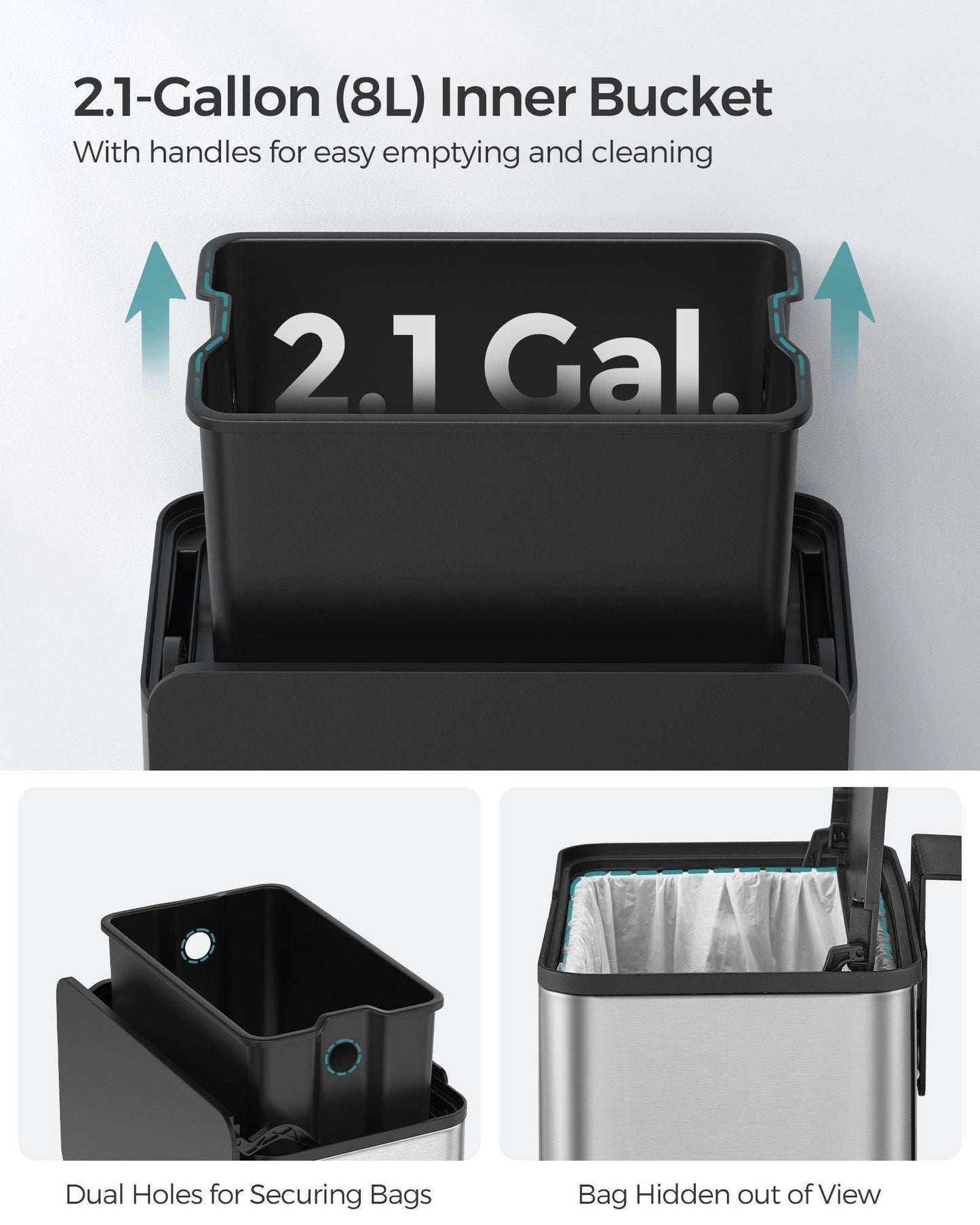 2.1-Gallon Hanging Trash Can with Lid FredCo