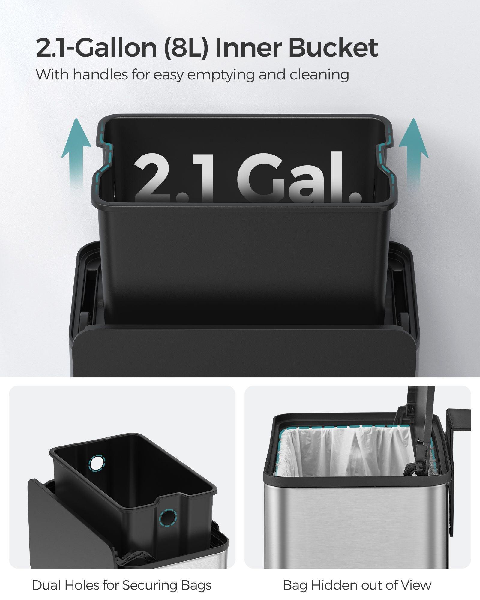2.1-Gallon Hanging Trash Can with Lid FredCo