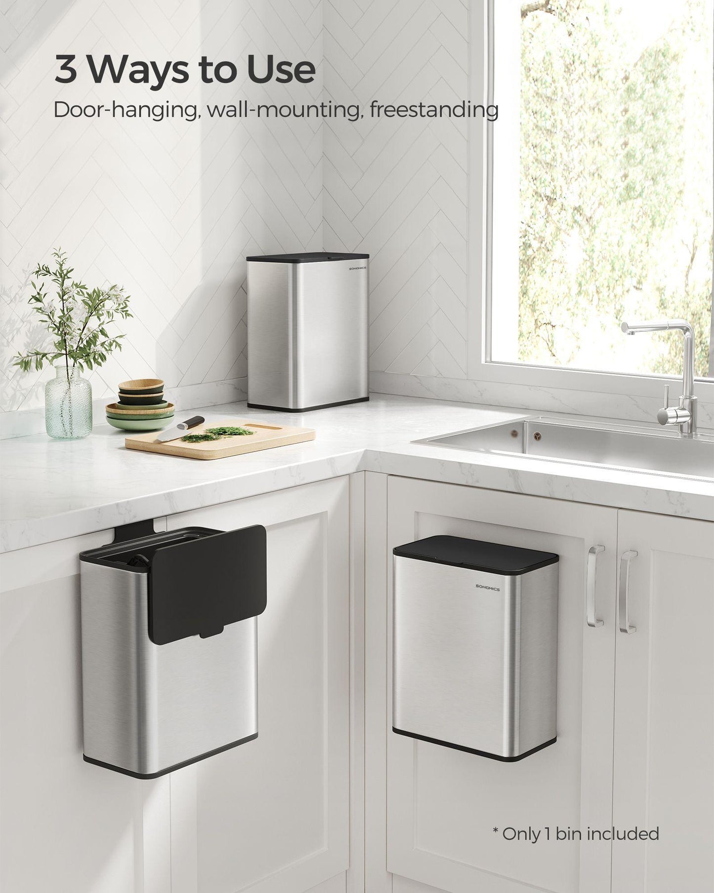 2.1-Gallon Hanging Trash Can with Lid FredCo