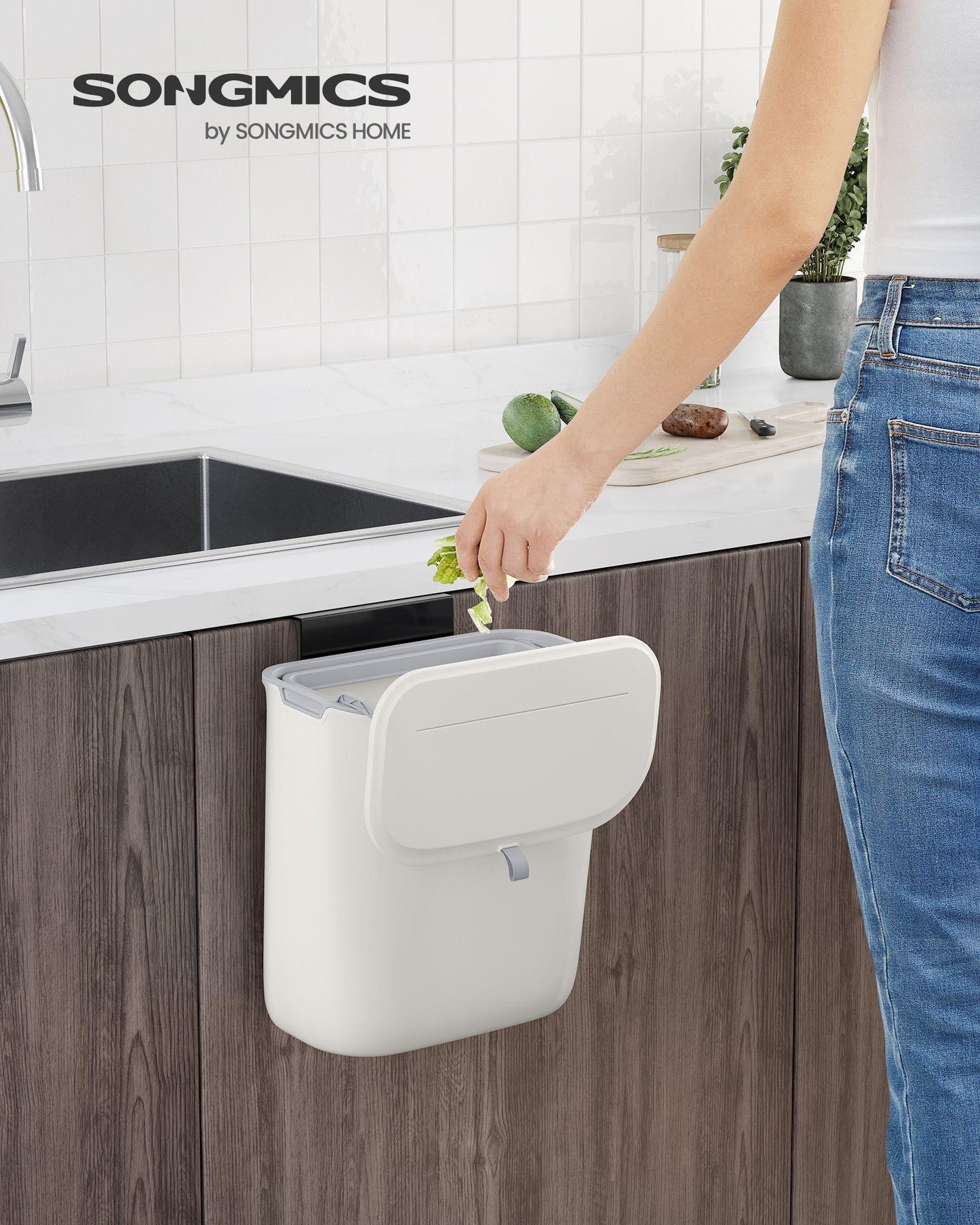 2.4-Gallon Hanging Trash Can with Lid FredCo