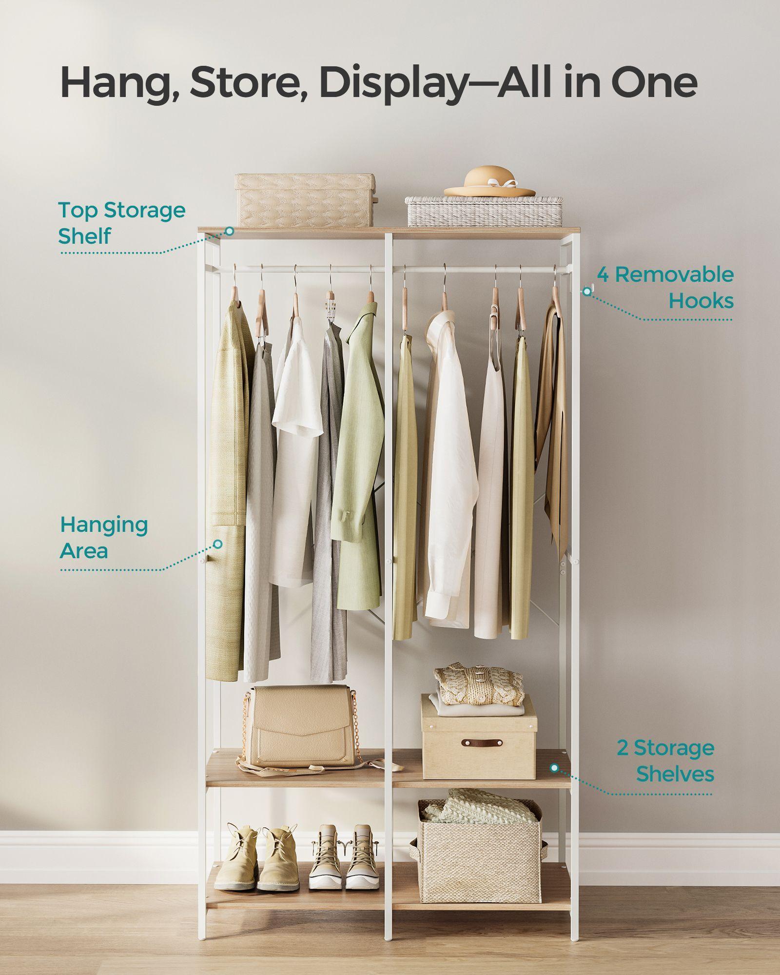 2-Column Clothes Rack Natural Beige FredCo