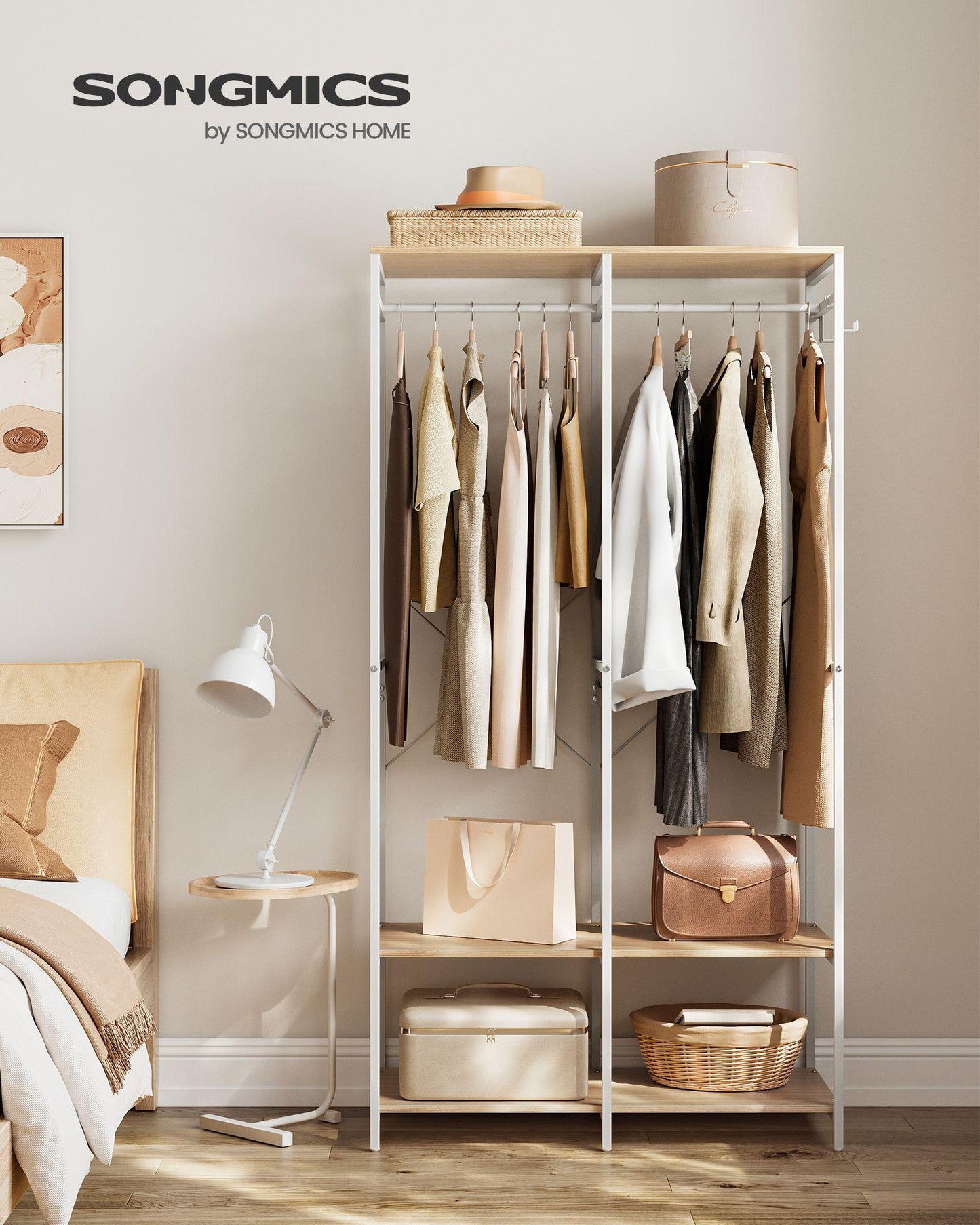 2-Column Clothes Rack Natural Beige FredCo
