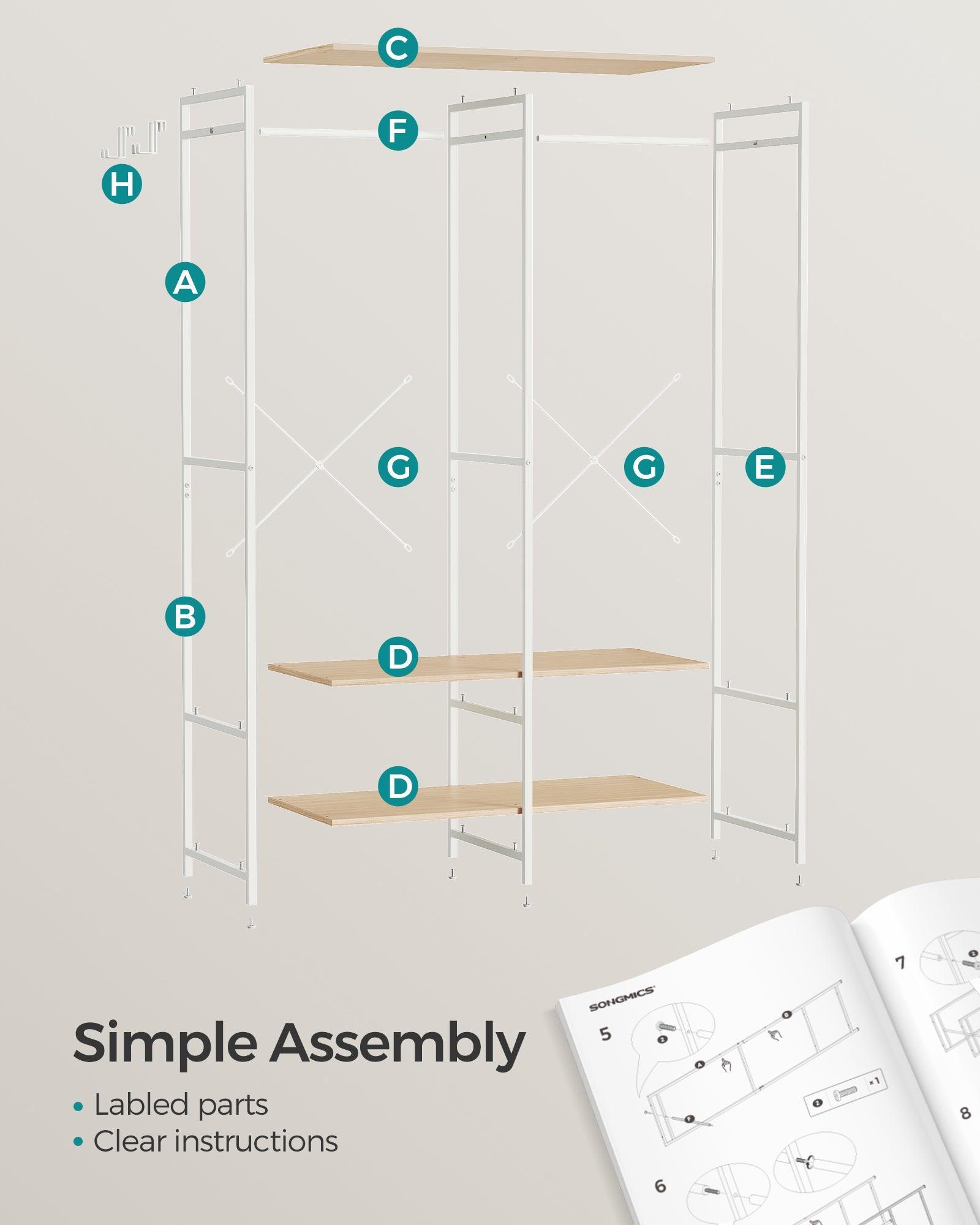 2-Column Clothes Rack Natural Beige FredCo