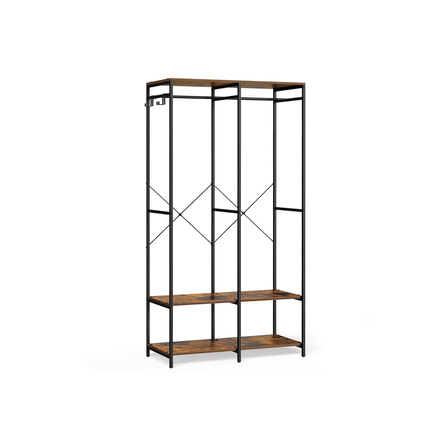 2-Column Clothes Rack Rustic Brown FredCo