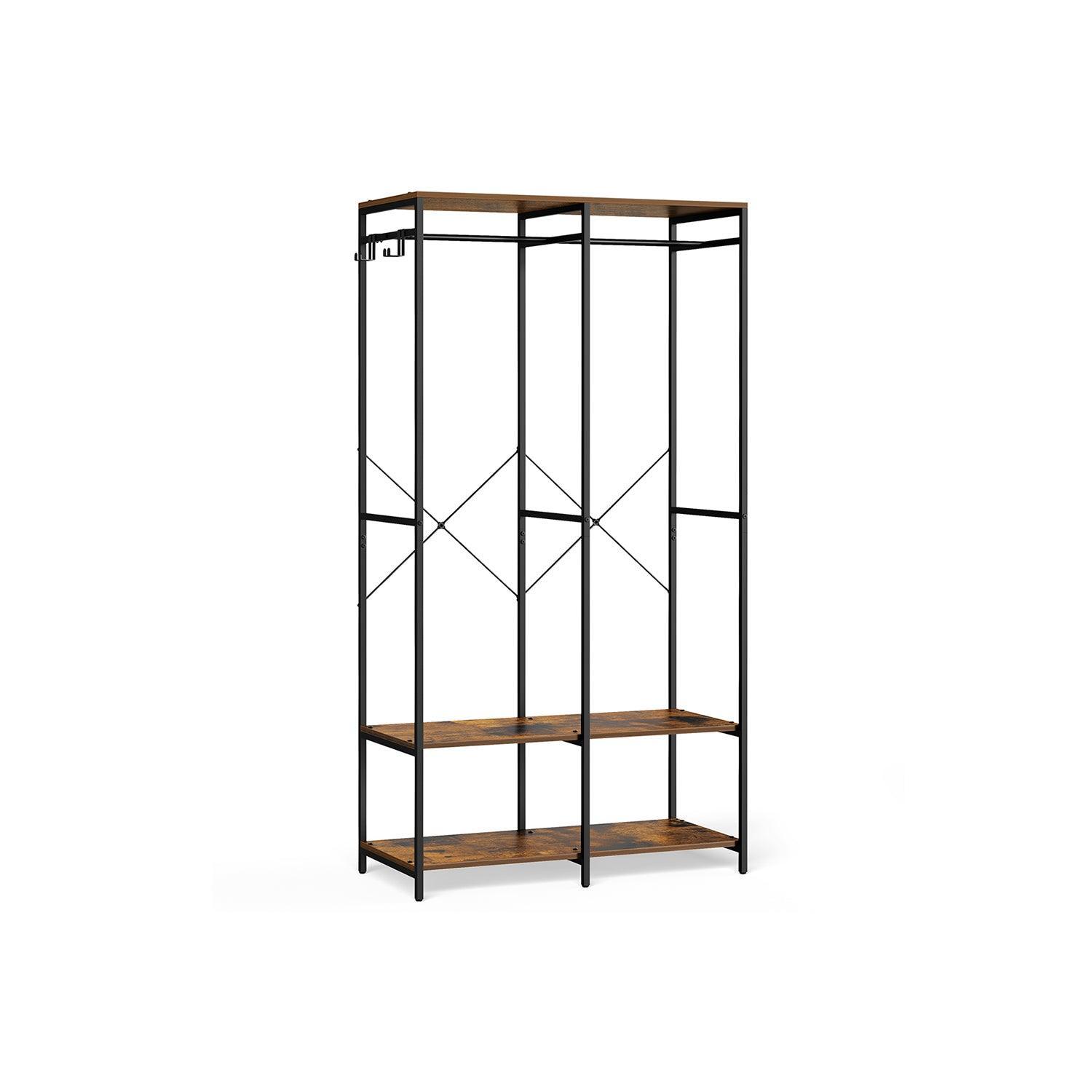 2-Column Clothes Rack Rustic Brown FredCo