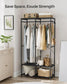 2-Column Clothes Rack with Hanging Rods Ebony Black FredCo