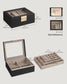 2-Layer Jewelry Box with Glass Lid Graphite Black and Metallic Gold FredCo