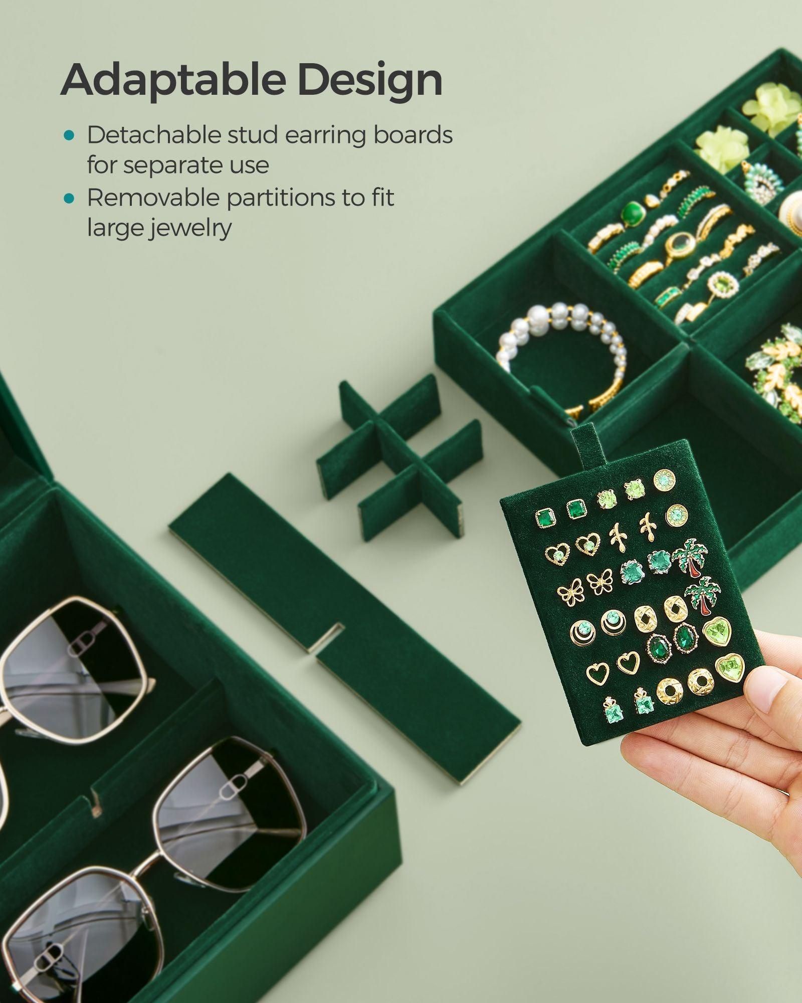 2-Layer Jewelry Box with Handle Forest Green FredCo