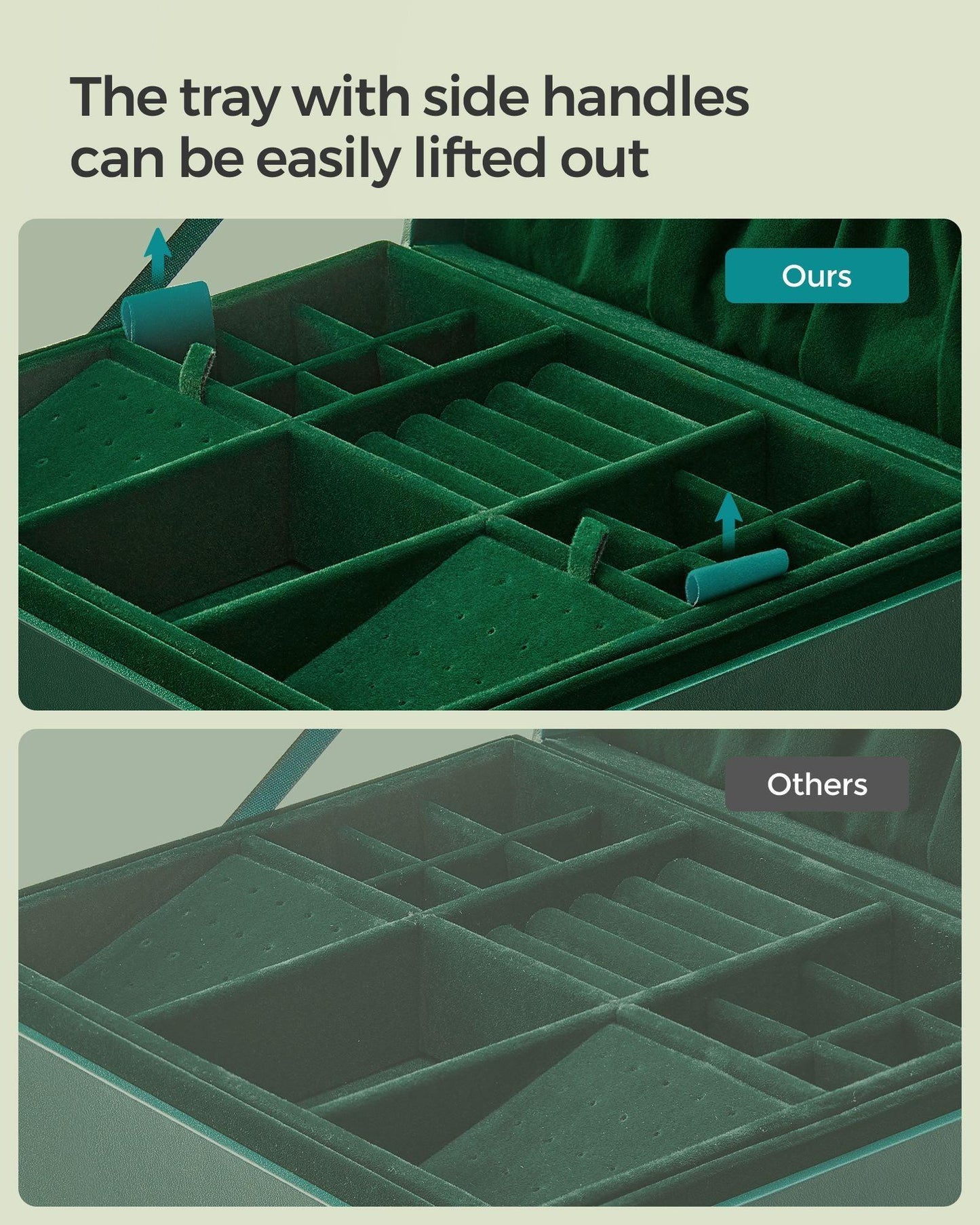 2-Layer Jewelry Box with Handle Forest Green FredCo