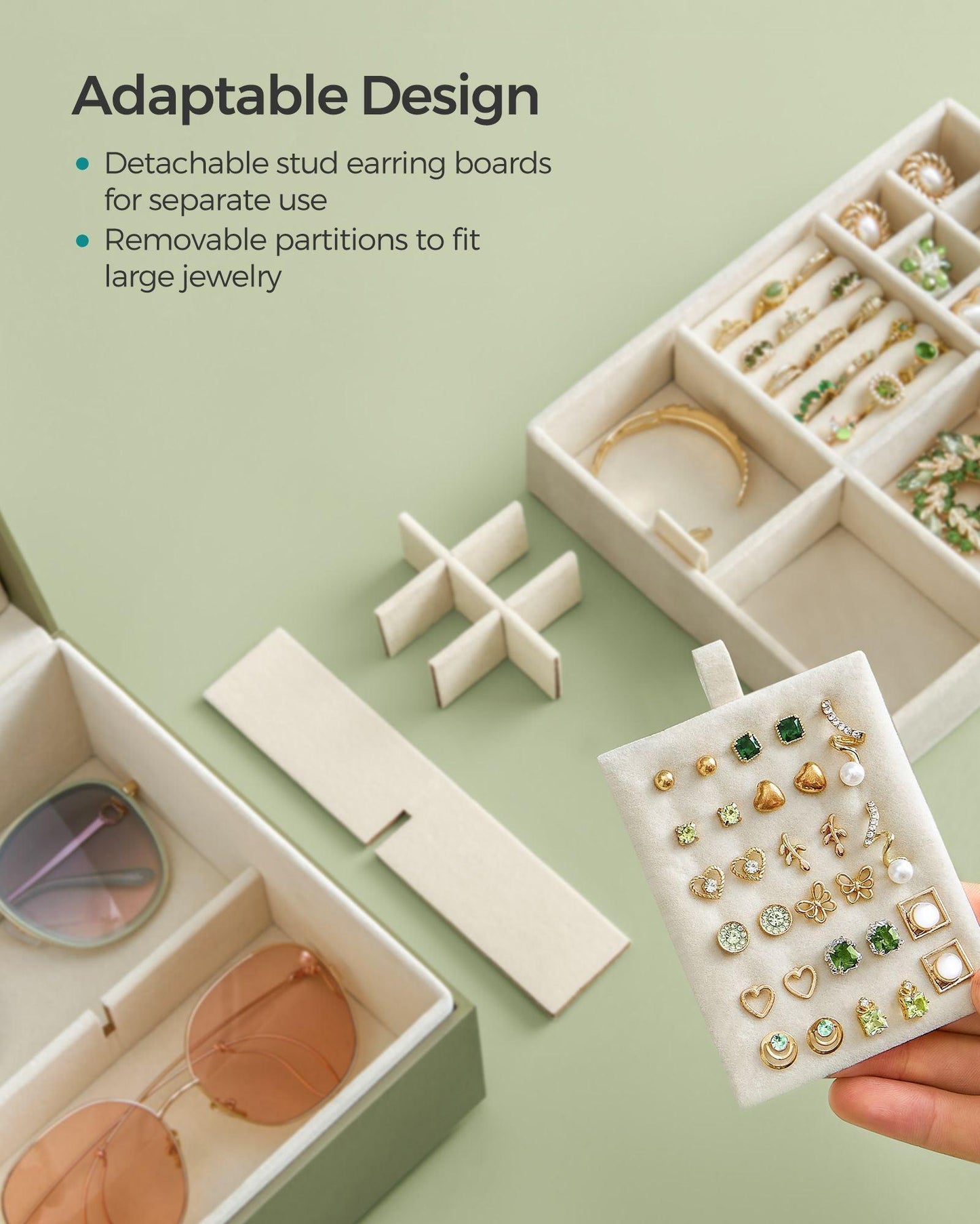 2-Layer Jewelry Box with Handle Laurel Green FredCo