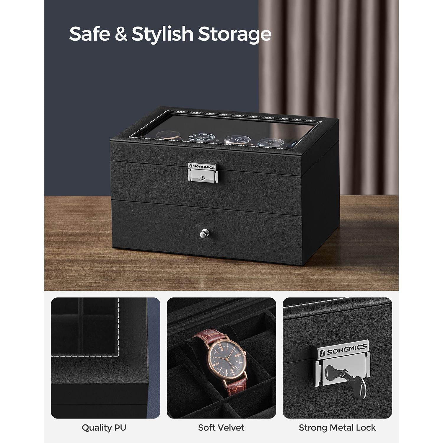 2-Layer Watch Box with Glass Lid FredCo